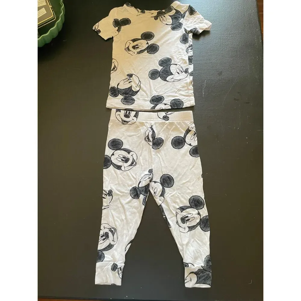DISNEY JUNIORS Toddler 2pc Sketchy Mickey Mouse Viscose Pajama Set - 18 Months
